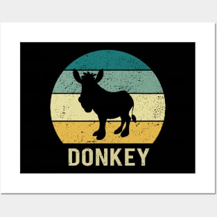 Donkey At Vintage Sunset A Gift For Donkey Lovers Posters and Art